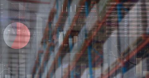 Digital Financial Data Stream with Warehouse Background - Download Free Stock Images Pikwizard.com