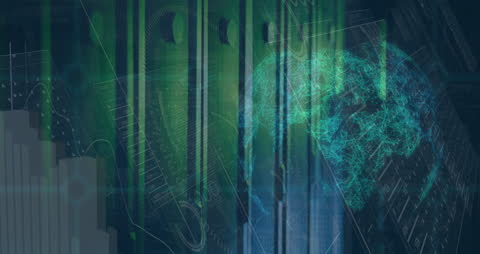 Futuristic Interface with Digital Data and Globe Hologram