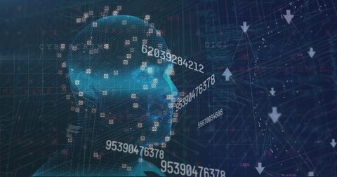 Futuristic Digital Data Processing with Human Head Model - Download Free Stock Images Pikwizard.com