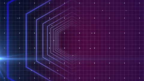 Futuristic Digital Grid with Geometric Patterns and Light Effects