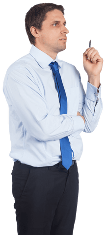 Thoughtful Businessman Pondering Solution on Transparent Background - Download Free Stock Videos Pikwizard.com