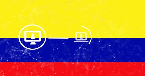 Digital Connectivity and Technology Concept Over Colombian Flag