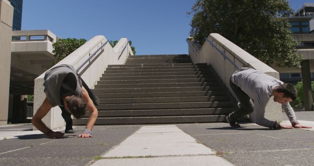 Two Individuals Engaged in Outdoor Fitness Exercise - Download Free Stock Images Pikwizard.com