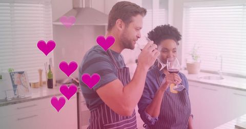 Romantic Couple Cooking Together with Wine in Bright Kitchen - Download Free Stock Images Pikwizard.com