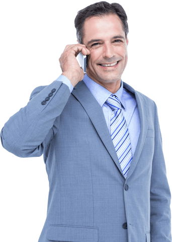 Successful Transparent Businessman on Phone Smiling - Download Free Stock Videos Pikwizard.com