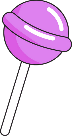 Purple lollipop with glossy ring on transparent background