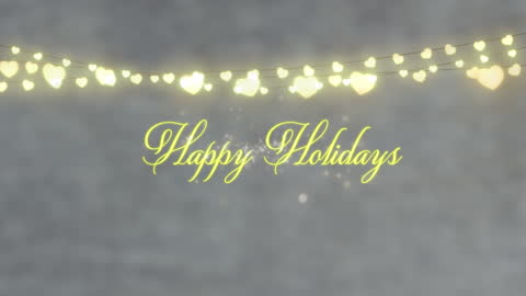 Festive Happy Holidays Message with Heart-Shaped Lights