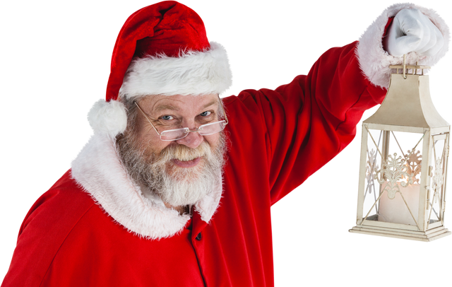 Santa Claus Holding Transparent Christmas Lantern Smiling - Download Free Stock Videos Pikwizard.com