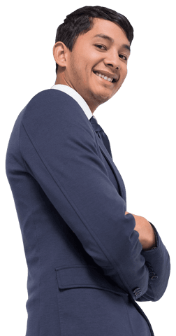 Transparent Confident Smartly Dressed Asian Businessman Smiling