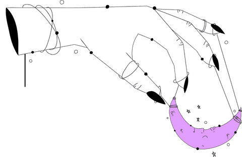 Elegant transparent hand with moon pinching, celestial theme