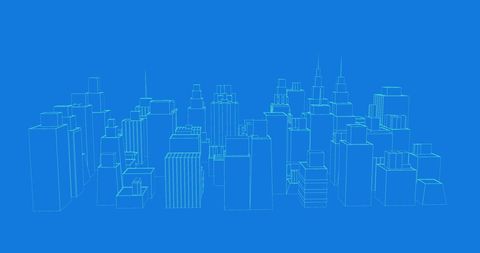 futuristic cityscape with virtual rotating buildings - Download Free Stock Images Pikwizard.com