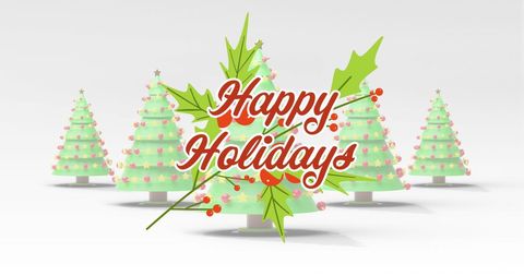 Festive Holiday Greeting with Decorative Christmas Trees