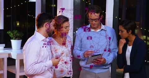 Business Team Analyzing Digital Network Interface Concept