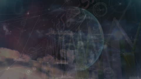 Digital Data Streams Surrounding Globe Animation