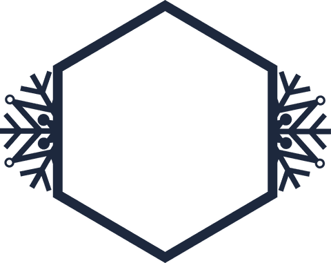 Hexagonal transparent frame with snowflakes for winter design