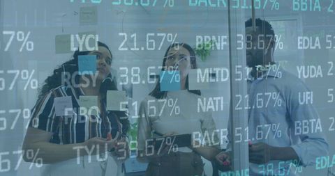 Business Team Collaborating on Stock Market Data Analysis