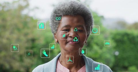 Senior Woman Embracing Eco-Friendly Innovations Outdoors