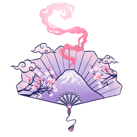 traditional fan illustrating mt fuji and cherry blossoms on transparent - Download Free Stock Videos Pikwizard.com