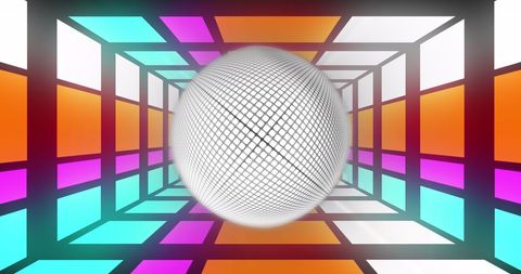 Floating Disco Ball Over Vibrant Geometric Background - Download Free Stock Images Pikwizard.com