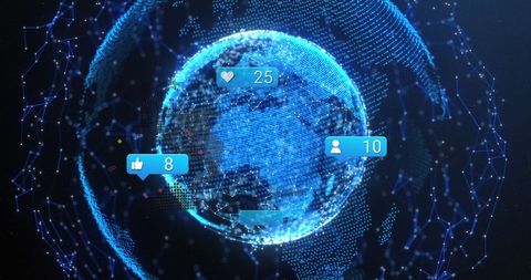 Digital Globe with Social Media Icons and Network Connections - Download Free Stock Images Pikwizard.com