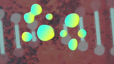 Futuristic DNA Structure Rotating Over Blurred Cityscape