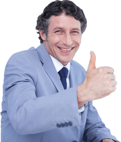 Transparent Background of Smiling Businessman Giving Thumbs Up