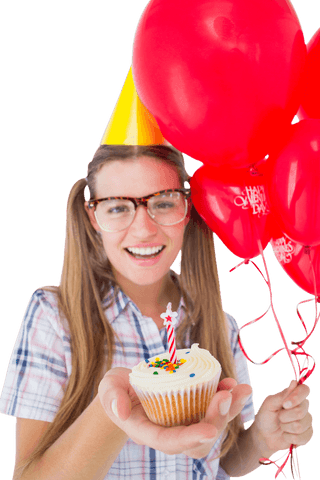 transparent celebration with geeky hipster holding cupcake - Download Free Stock Videos Pikwizard.com