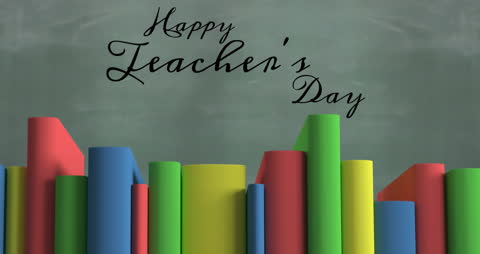 Happy Teacher's Day Celebration with Colorful School Books