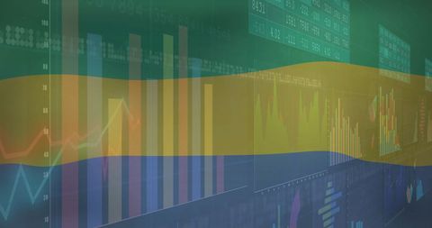 Business Financial Data with Gabon Flag Background - Download Free Stock Images Pikwizard.com