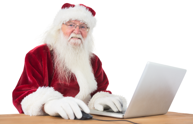 Santa Claus using laptop with transparent background - Download Free Stock Videos Pikwizard.com