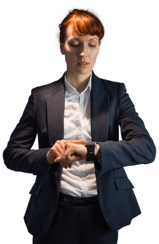 caucasian businesswoman checking smartwatch on transparent background - Download Free Stock Videos Pikwizard.com