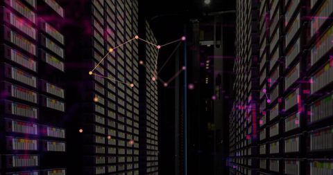 Data Servers with Abstract Digital Network Overlay - Download Free Stock Images Pikwizard.com