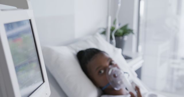 Patient on Hospital Bed with Oxygen Mask - Download Free Stock Images Pikwizard.com