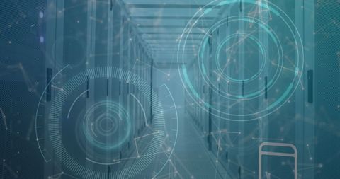 Futuristic Data Center with Digital Interface Overlay Displaying Connectivity - Download Free Stock Images Pikwizard.com