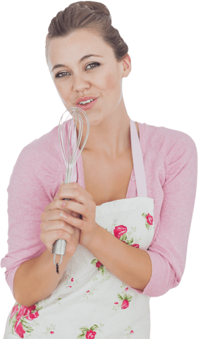 young maid using whisk as microphone transparent background - Download Free Stock Videos Pikwizard.com