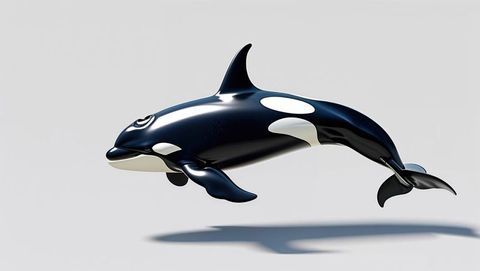 Glossy 3D Orca Illustration with Seamless Light Gray Backdrop