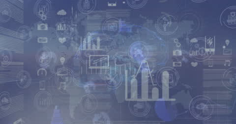 Futuristic Digital Network Connections with Glowing Icons