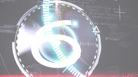 Digital Glowing Scope in Futuristic Data Processing Animation