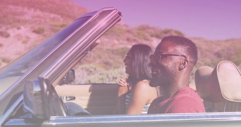 Biracial Couple Enjoying Coastal Drive in Convertible Car - Download Free Stock Images Pikwizard.com