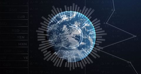 Global Economic Trends with Earth Overlay and Digital Interface - Download Free Stock Images Pikwizard.com
