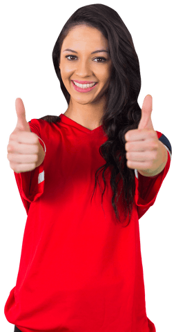 cheerful woman in red sports jersey giving thumbs up transparent background - Download Free Stock Videos Pikwizard.com