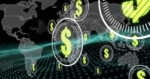 Digital Dollar Symbols Overlaying Global Map Concept - Download Free Stock Images Pikwizard.com