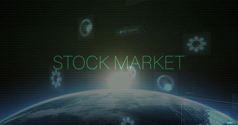 digital interface with stock market text overlaying earth view - Download Free Stock Images Pikwizard.com