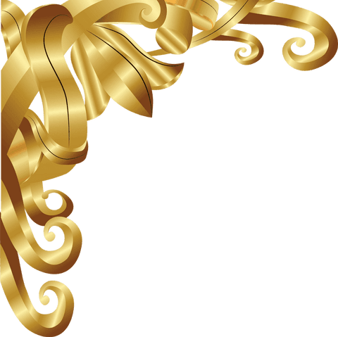 Transparent Ornate Golden Flourish with Vintage Curves and Leaves