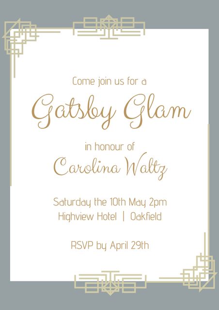Art Deco Gatsby Glam Wedding Invitation with Elegant Gold Details - Download Free Stock Videos Pikwizard.com