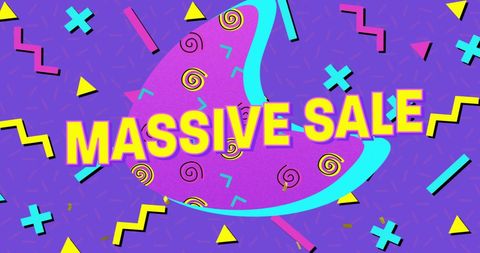 Bold Retro Style Massive Sale Announcement with Abstract Shapes