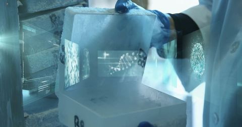 Scientist handling cryo-preserved genetic data in laboratory