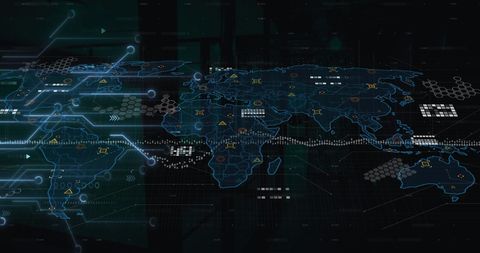 Futuristic Global Digital Map with Data Nodes and Connectivity - Download Free Stock Images Pikwizard.com
