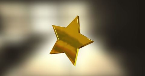 3D Shiny Golden Star on Blurred Background