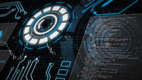 Futuristic Digital Interface with Data Code Grid Overlay